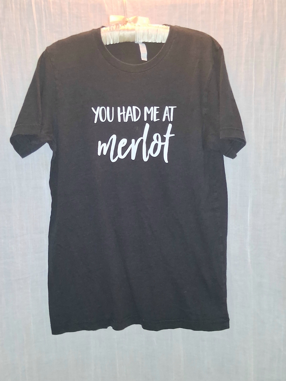 Graphic 'You Had Me At Merlot' Black Short Sleeve Tee - Men